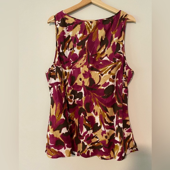 Kate Hill Woman 2X Linen tank bold pattern artsy - Picture 2 of 5